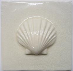 Scallop tile, hand made tile, fireplace tile, Nantucket scallop tile, Nantucket scallop, large scallop decorative tile
