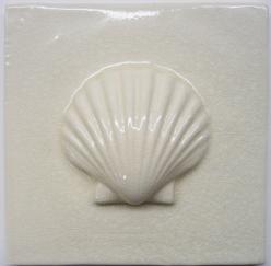 Scallop tile, hand made tile, fireplace tile, Nantucket scallop tile, Nantucket scallop, large scallop decorative tile