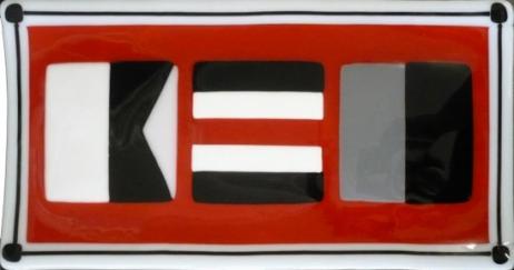 Nantucket, ACK,  Butler Tray in Red, Black and Gray, hand-made glass, signal flags, glass signal flags