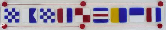 Nantucket Long Tray in Primary Colors, Nantucket signal flags in glass, signal flags spelling Nantucket, glass signal flags
