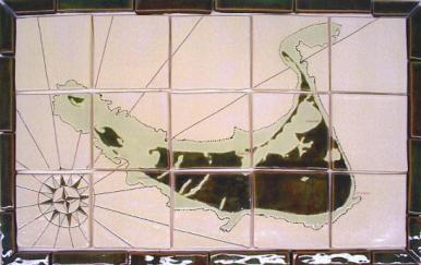 Nantucket Map Tile Blacksplash in Green