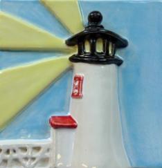 Nantucket Lighthouse tile, Brant Point tile, Brant Point lighthouse tile, hand made lighthouse tile