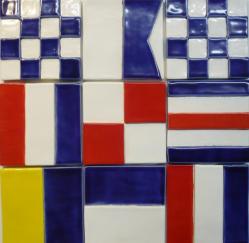 Ceramic Signal Flags, classic signal flag tiles, hand made ceramic signal flag tiles