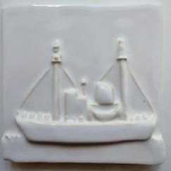 Nantucket lightship tile, Nantucket hand made lightship tile, Nantucket lightship white tile