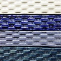 basket weave, liner, trim piece, woven ceramic trim tile, ceramic trim tile, basket weave trim tile, hand made