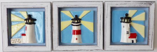 Framed Nantucket lighthouse tile, Nantucket lighthouse tile, decorative hand made Nantucket lighthouse tile