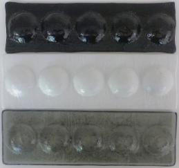 cast glass tile trim, hand made glass tile, made on Nantucket, hand made glass tile