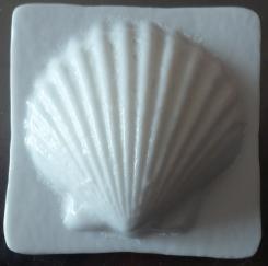 glass scallop tile, glass tile, Nantucket scallop tile, Nantucket glass, bas-relief glass 