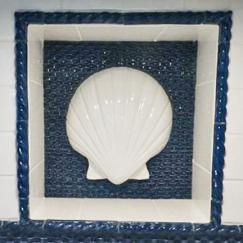 Jumbo Scallop bas-relief ceramic, scallop ceramic, ceramic scallop, Nantucket scallop ceramic.