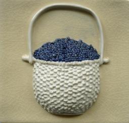 lightship basket with blueberries, blueberry basket