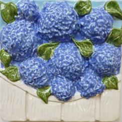 hydrangea tile, blue hydrangea tile, hand made tile, Nantucket hydrangeas, Nantucket hydrangea tile, Nantucket ceramic hydrangea tile