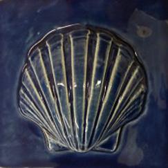 scallop tile, hand made tile, scallop shell tile, ceramic scallop tile, Nantucket scallop, Nantucket scallop tile.