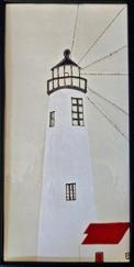 Great Point lighthouse ceramic panel, Nantucket Great Point lighthouse, Nantucket Great Point hand made tile