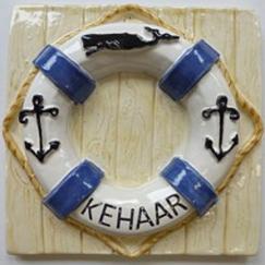life saving ring tile, Nantucket lifesaver ring tile, hand made tile, lifesaving ring with anchors, lifesaving anchor ring custom, personalized Nantucket lifesaving ring tile
