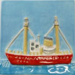 Nantucket Lightship tile, hand made lightship tile, hand made ceramic Lightship tile, hand made ceramic Nantucket Lightship tile