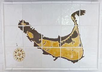 Nantucket Map Backsplash, hand made Nantucket map in ceramic 