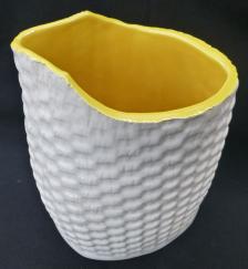 water and wine pitcher, textured ceramic vessel, saffron ceramic pitcher, made on Nantucket, hand made ceramic