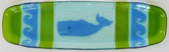 whale glass platter, nantucket right whale glass platter, whale glass, art glass platter