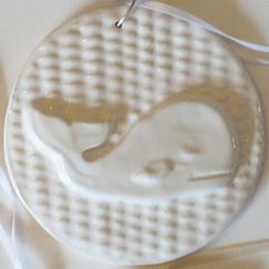 White Whale on Basket Weave Ornament