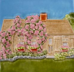Nantucket rose covered cottage tile