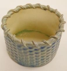 ceramic basket, basket weave ceramic vessel, made on Nantucket