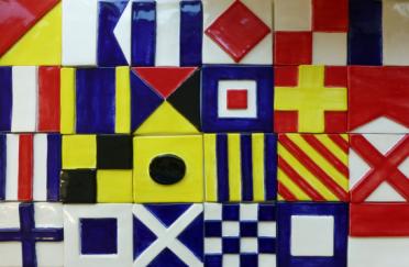 Ceramic signal flag, signal flag tile, hand made ceramic signal flag tile, Nantucket signal flag tile