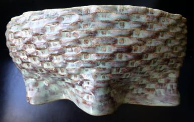 hand made ceramic bowl, basket weave ceramic bowl, made on Nantucket