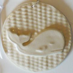 Natural Whale on Basket Weave Ornament